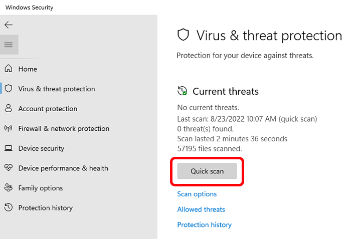 Virus and Threat Protection 