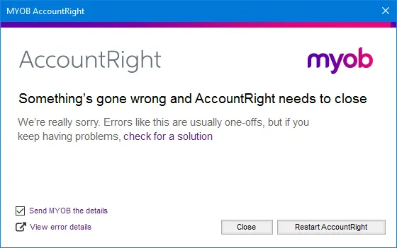 Restart AccountRight