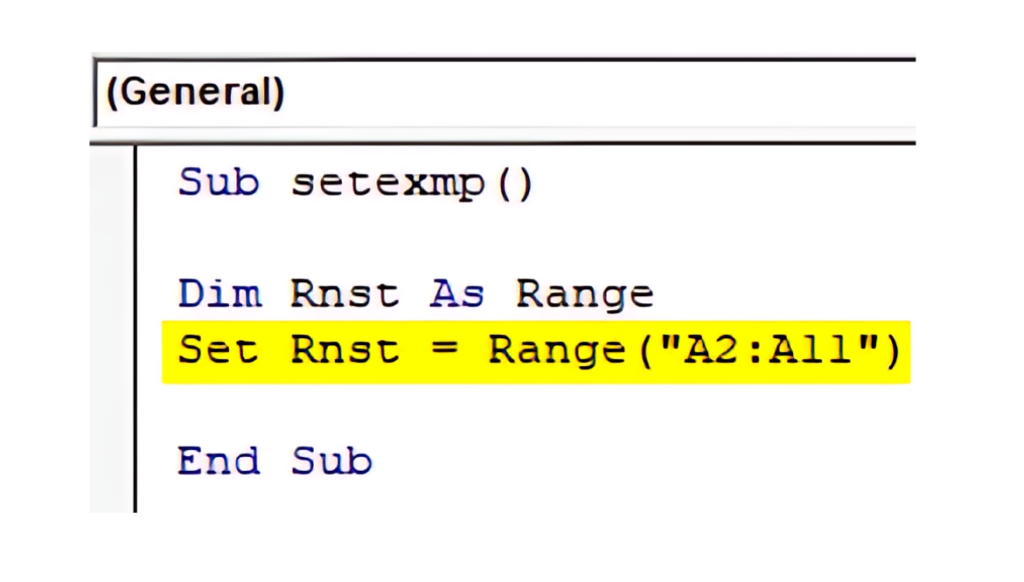 Creating vba sets