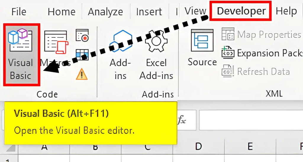 Visual Basic in Developer Menu