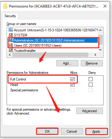 Permissions for grant local activation permission