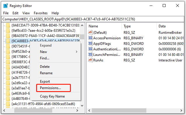 Granting permissions for Local activation permission